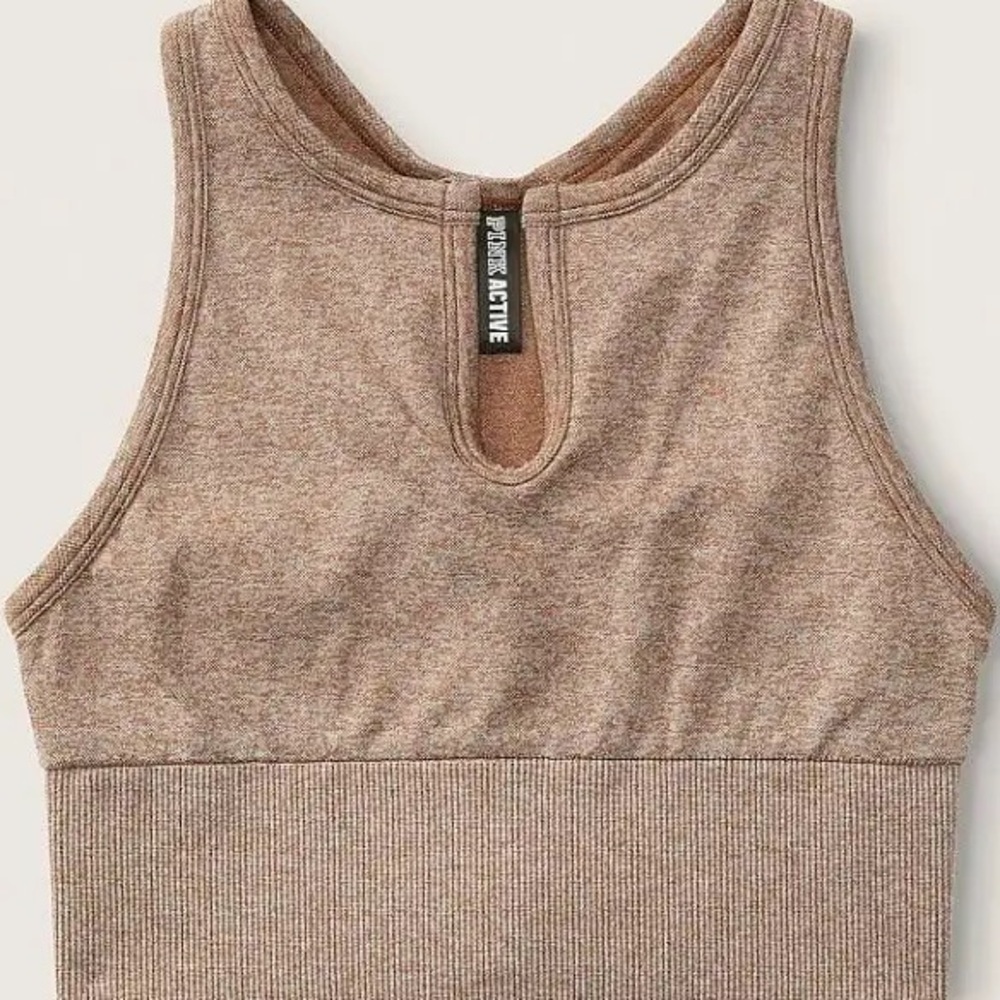 Victoria’s Secret PINK Seamless Split Neck Racerback Sports Bra - Brown